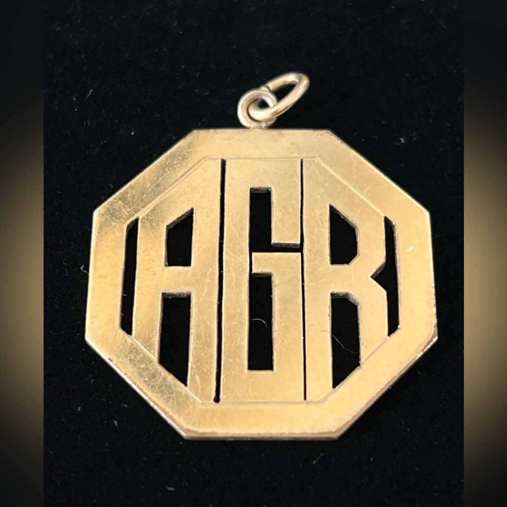 Vintage Monogram Initial AGR Large 1/20 12K Yellow Gold Filled Charm